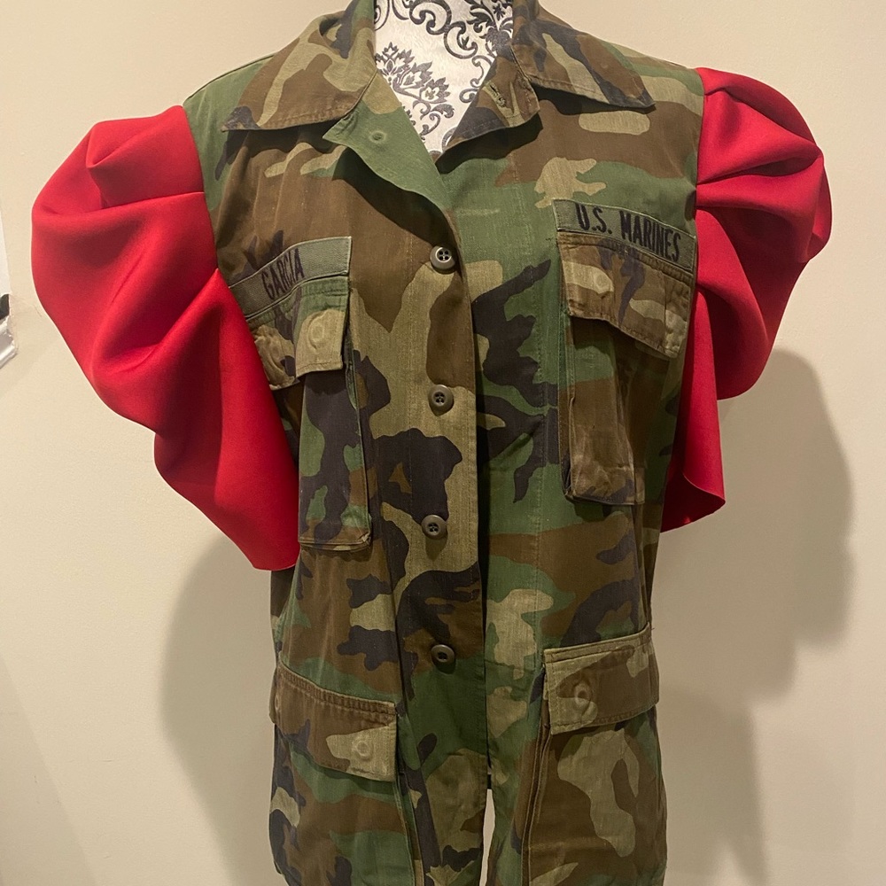 Customized Army Fatigue Puff sleeves jacket